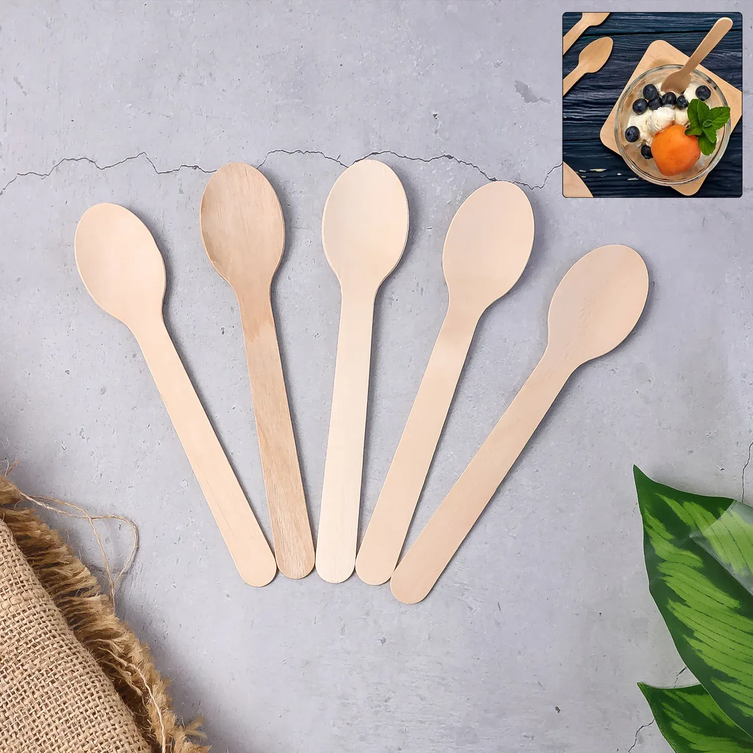 Premium Disposable Wooden Spoon – 160mm Full-Size, 30 Pcs Pack - Buy Online at Alikart
