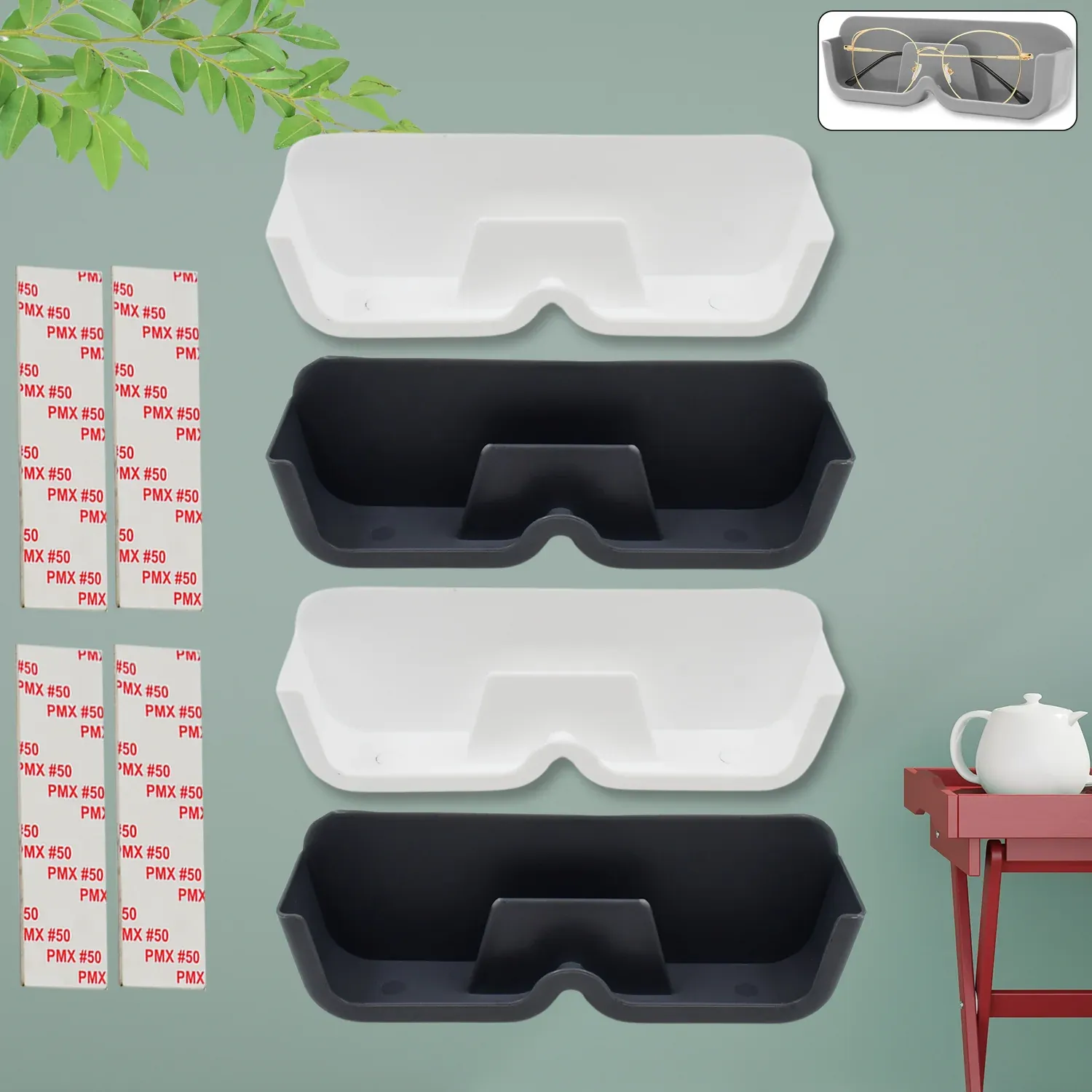 Premium Wall Mounted Sunglasses Holder – 4 Pc Adhesive Set | GlimmerHome - Buy Online at Alikart