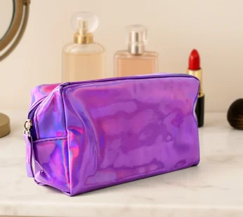 Holographic Waterproof Travel Cosmetic Pouch – Stylish & Durable