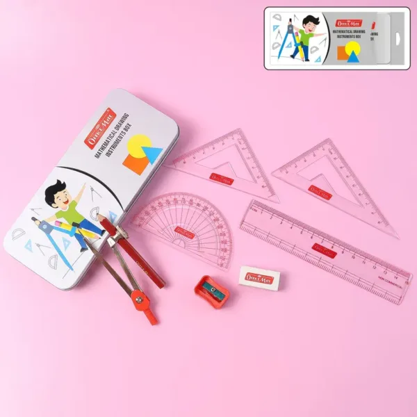 Mathematical Drawing Instrument Box – Complete Geometry Set with Metal Case