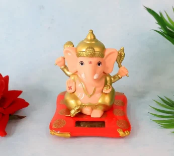 Lord Ganesh Idol with Solar-Powered Base – Medium Decorative Statue