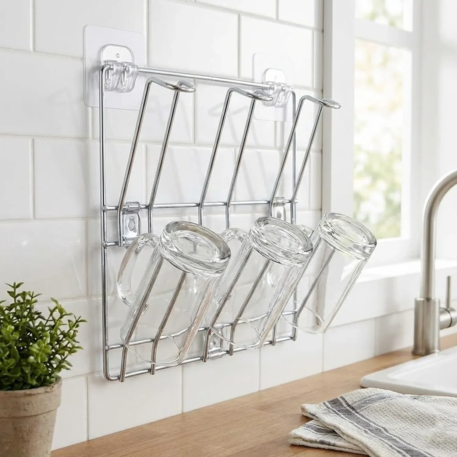 Premium Stainless Steel Mug Holder Rack – Space-Saving Kitchen Organizer - Buy Online at Alikart