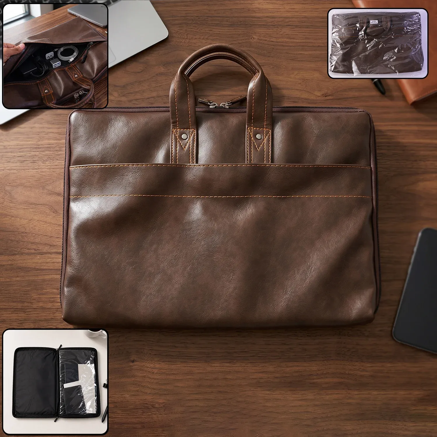 Premium Leather Laptop Bag – Stylish & Durable Office Briefcase - Buy Online at Alikart