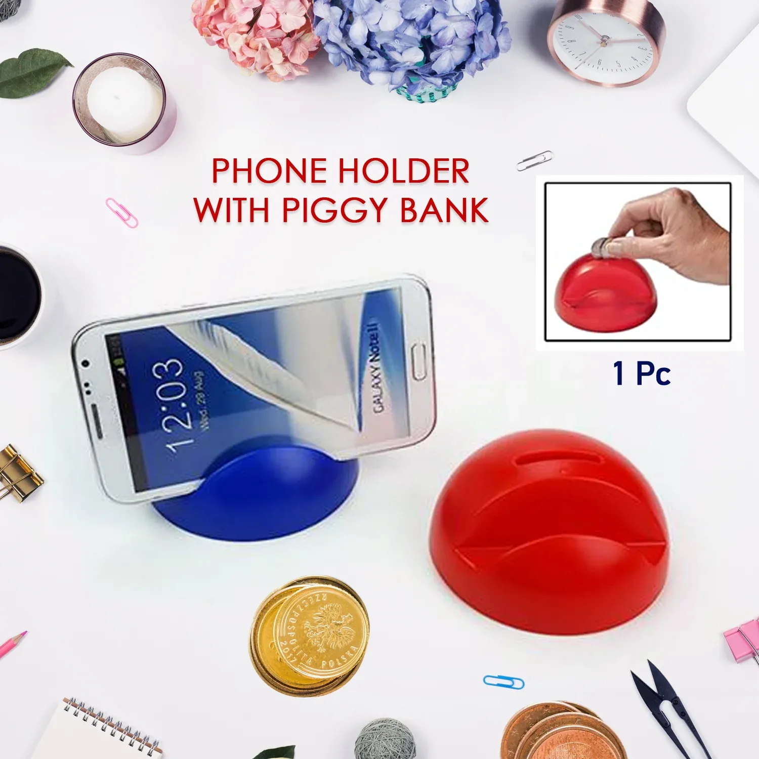 Premium Phone Holder with Coin Bank – ABS Plastic Owl Design | Gambit - Buy Online at Alikart