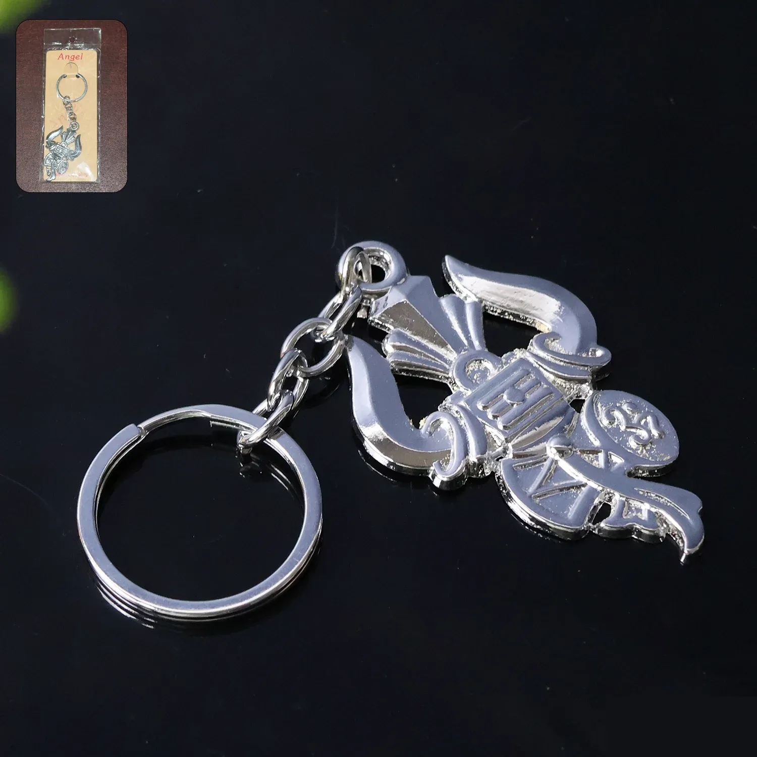 Premium Trishul Damru Keychain – Durable Silver Metal Spiritual Accessory - Buy Online at Alikart