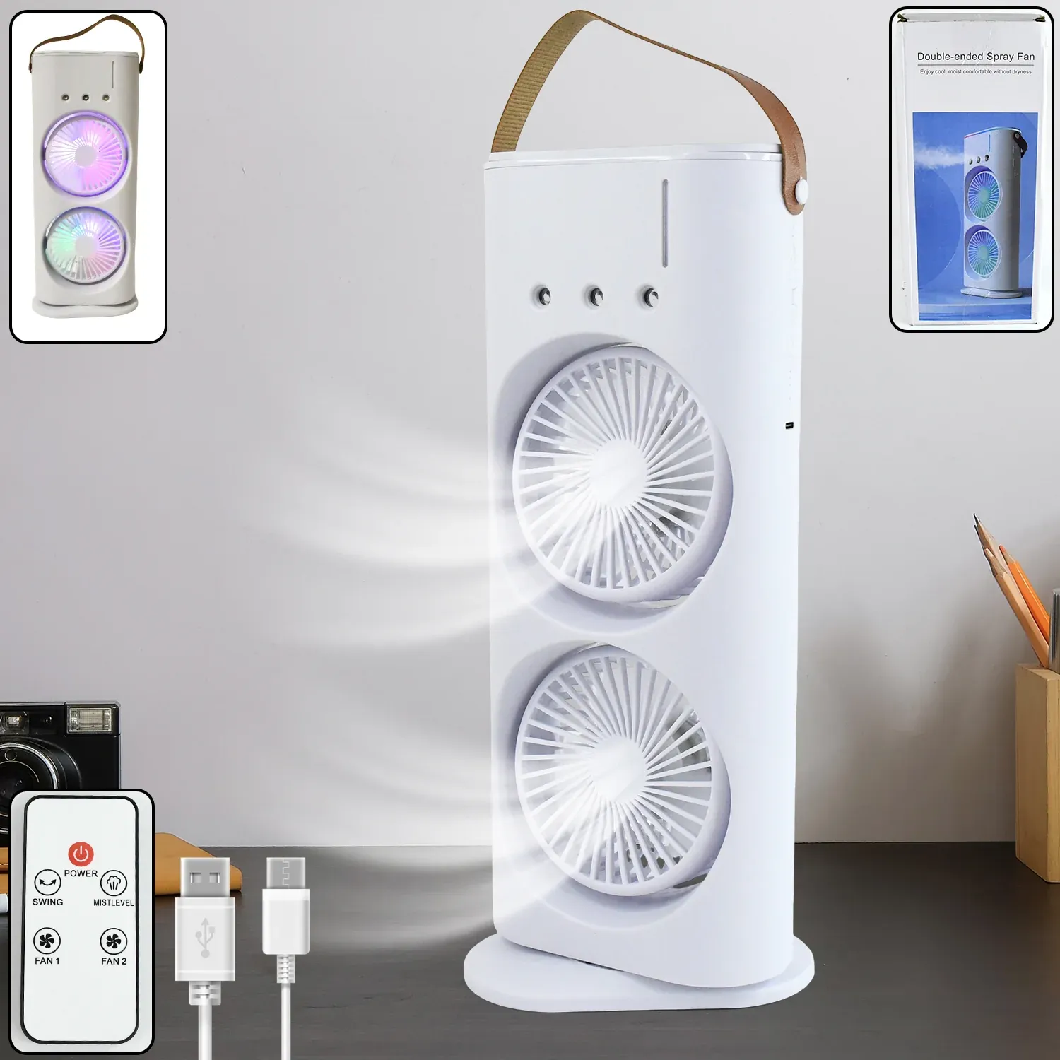 Premium Three-Hole Spray Charging Fan – Powerful Dual-Head Air Cooler | Velvet Wheels - Buy Online at Alikart