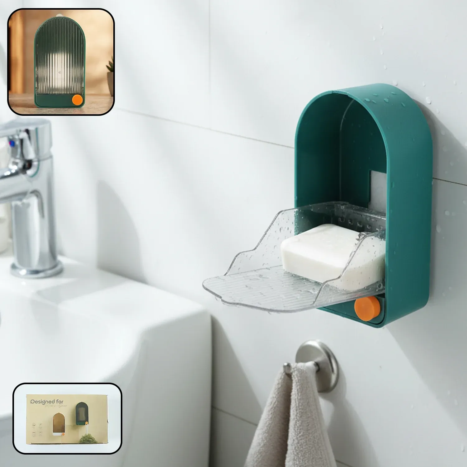 Wall Mounted Soap Holder – Space-Saving & Draining Design - Detailed Feature View 1