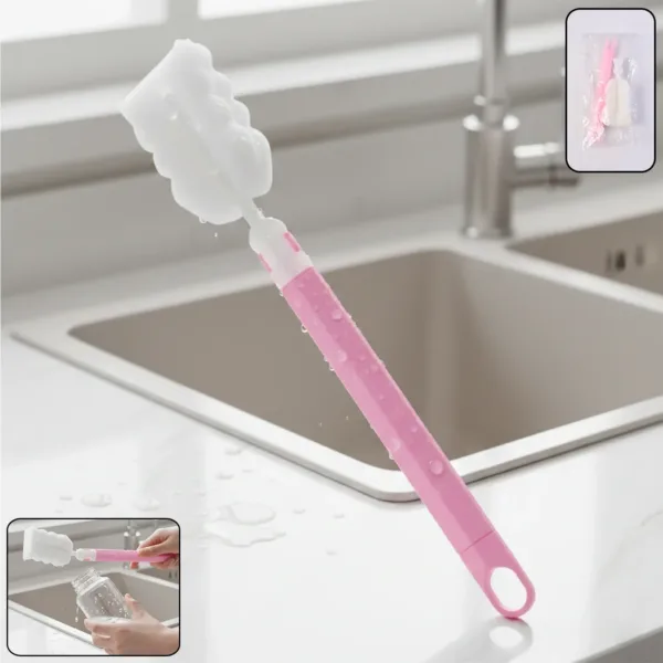Silicone Bottle Cleaning Brush – Long Handle for Gentle, Deep Reach