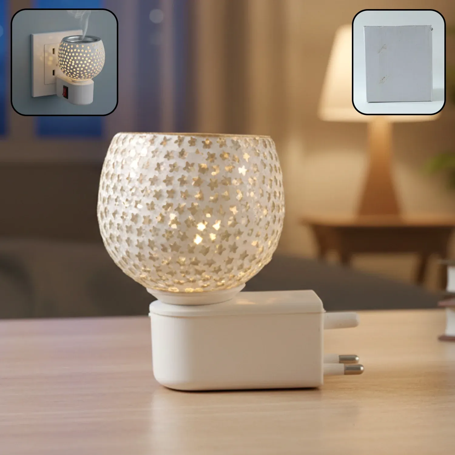 Premium Star Cut Glass Aroma Diffuser – Elegant Plug-In Night Lamp - Buy Online at Alikart
