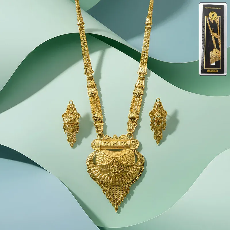 Premium Temple-Inspired Heritage Necklace Set – Royal Antique Wedding Jewellery - Buy Online at Alikart