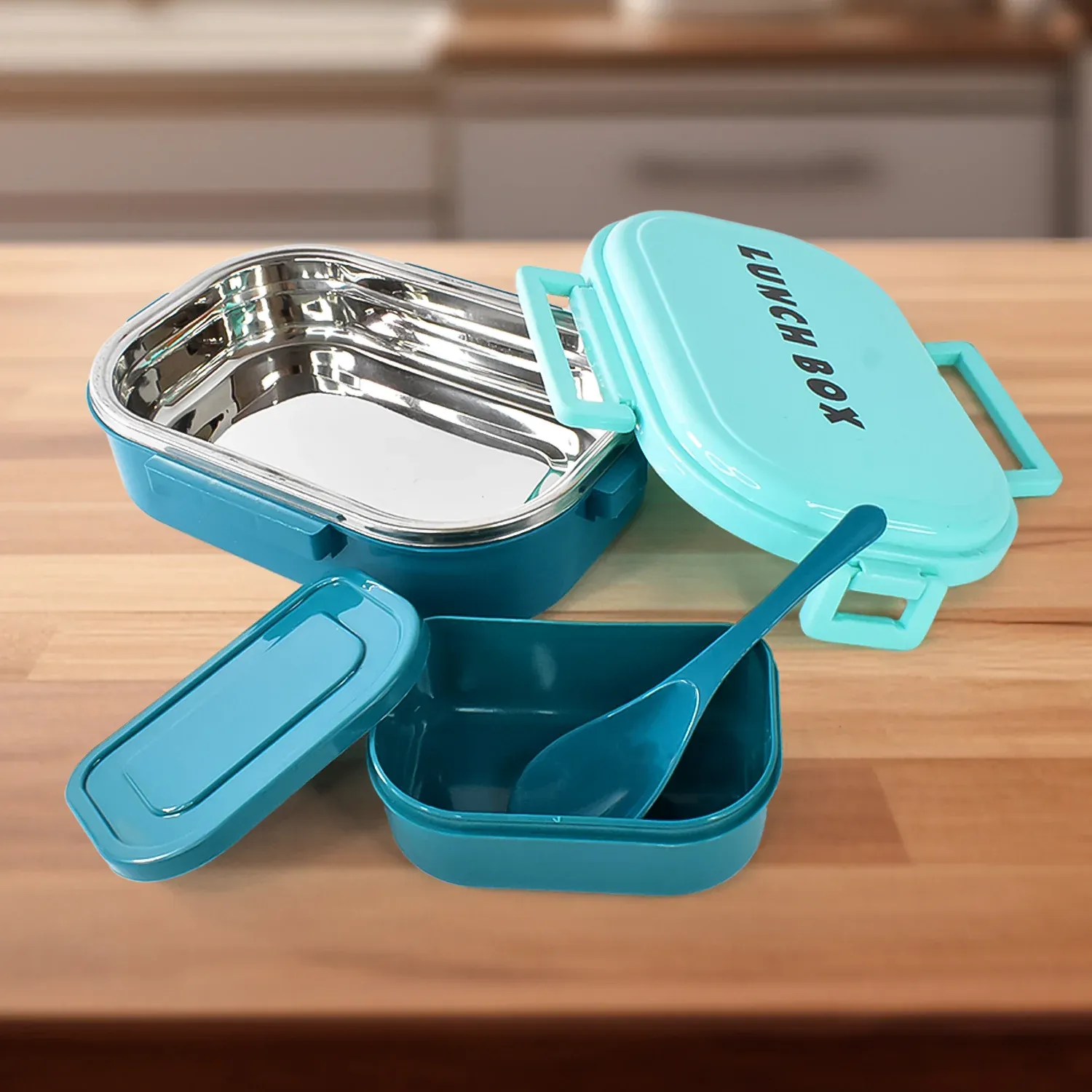 Premium Stainless Steel Lunch Box – 3-in-1 Leakproof Set | Lunchie Bunchie - Buy Online at Alikart