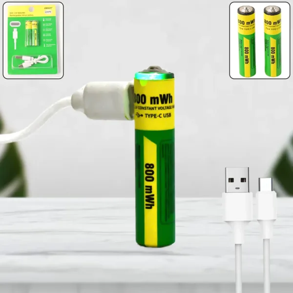 AAA Rechargeable Batteries 800mWh High Capacity 2 Pack