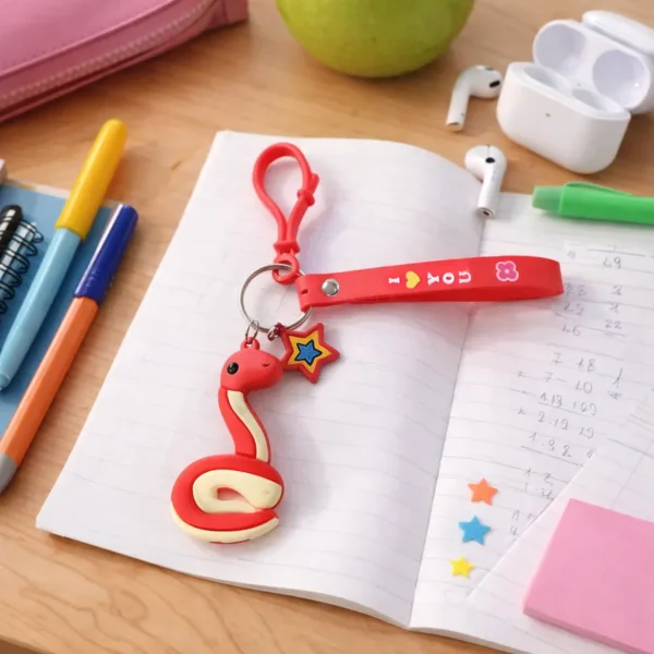 Snake Shape Keychain – Cute Strap & Hook Clip for Kids