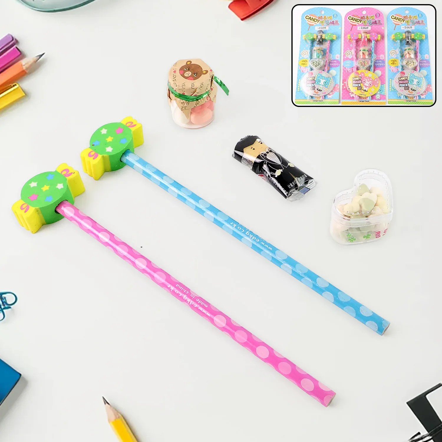 Candy Themed Pencil Set – Fun Kids Stationery Combo with Accessories - Detailed Feature View 4