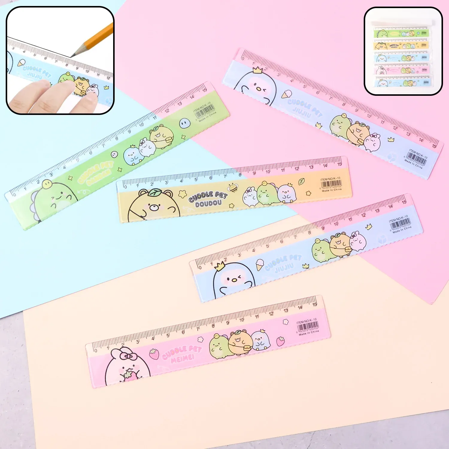 Premium Plastic Ruler Set for Kids – Durable Cartoon Design, 5 Pieces - Buy Online at Alikart