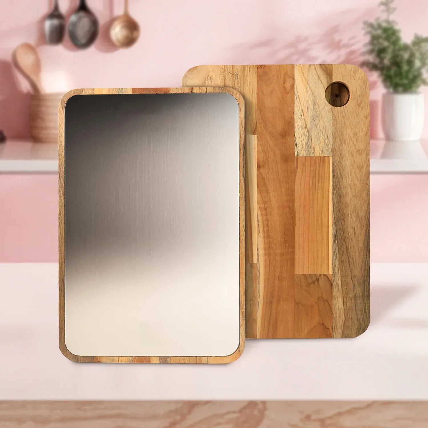 Premium Steel Oak Cutting Board – Durable & Stylish Kitchen Tool - Buy Online at Alikart