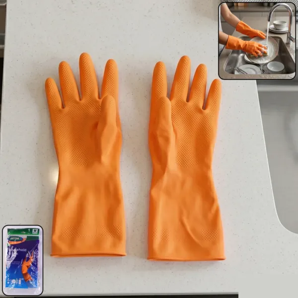 Waterproof Rubber Gloves – Reusable Kitchen & Household Protection