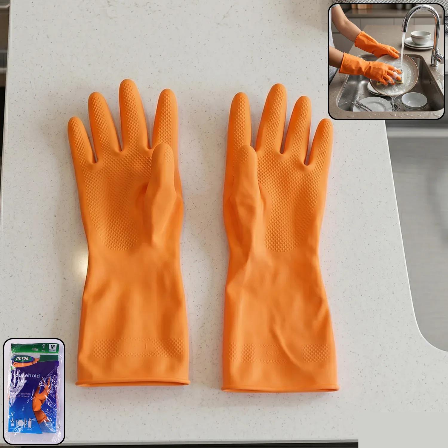 Premium Waterproof Rubber Gloves – Reusable Kitchen & Household Protection - Buy Online at Alikart