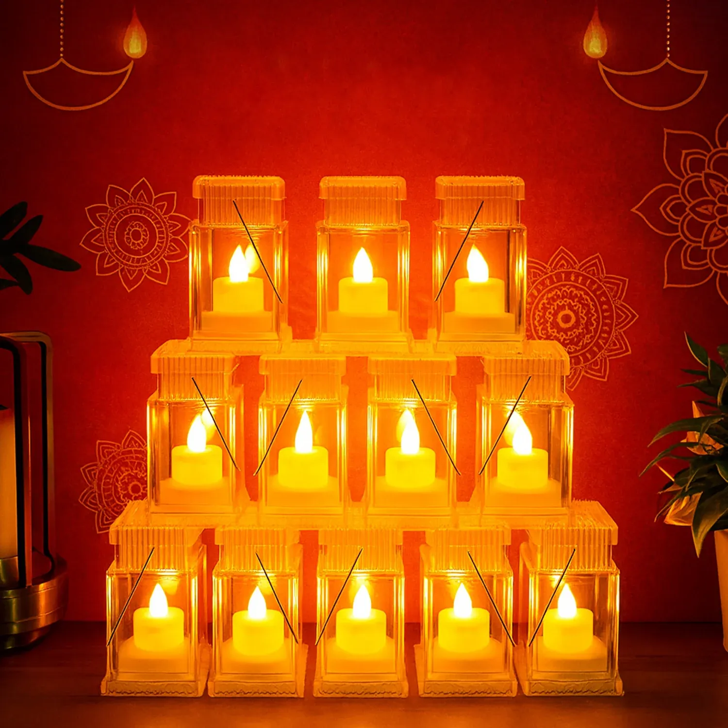Premium LED Storm Lantern Decorative Lights – Set of 12 Battery-Operated Flameless Lanterns - Buy Online at Alikart