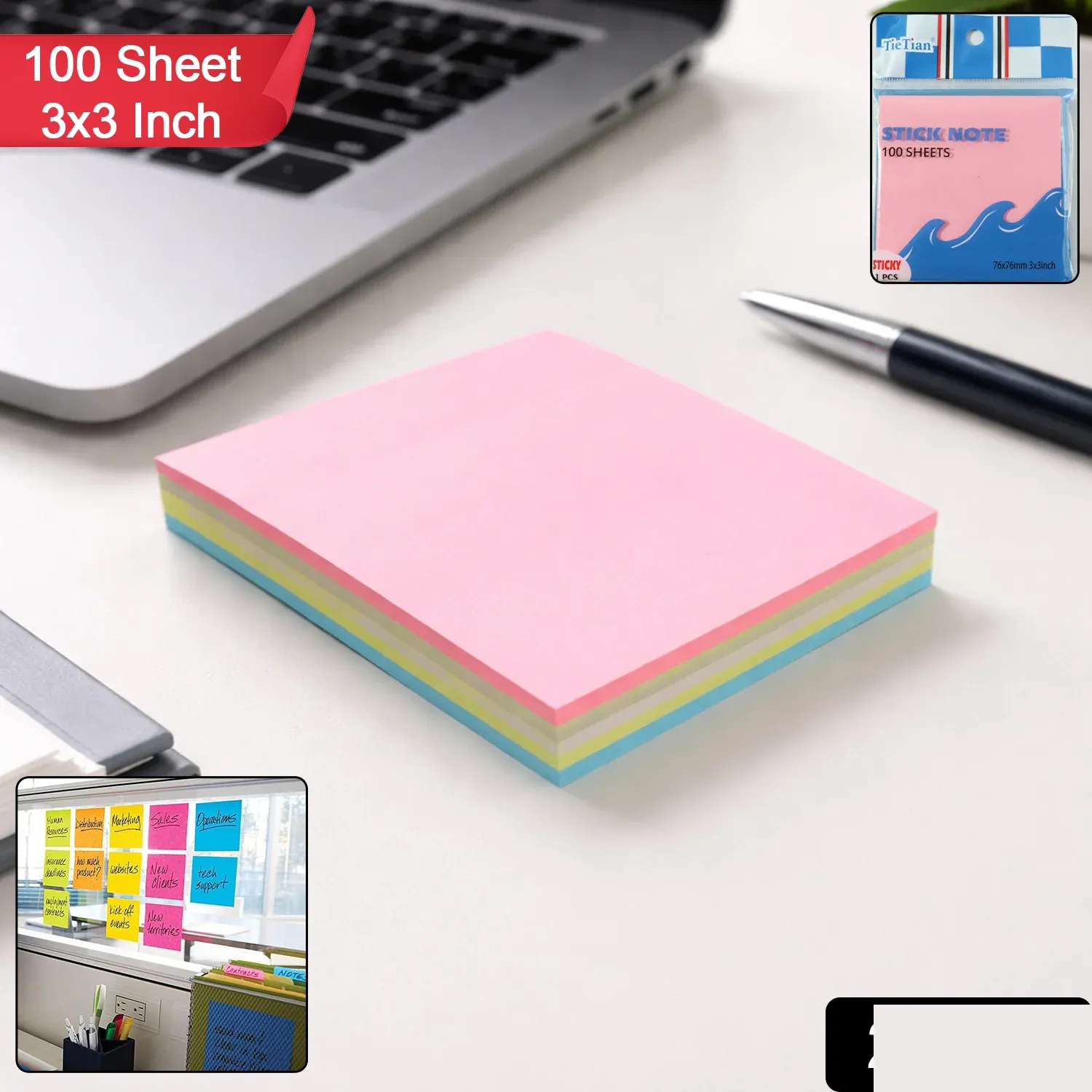 Premium Sticky Notes 100 Sheets 3x3 Inch – Quick Notes & Reminders - Buy Online at Alikart
