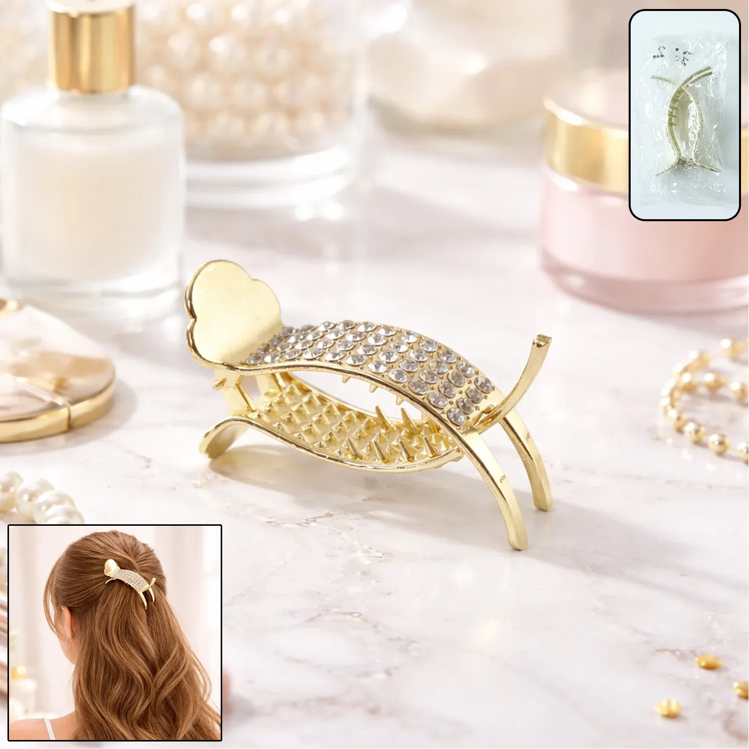 Premium Hair Claw Clip – Strong Grip with Elegant Crystal Design - Buy Online at Alikart
