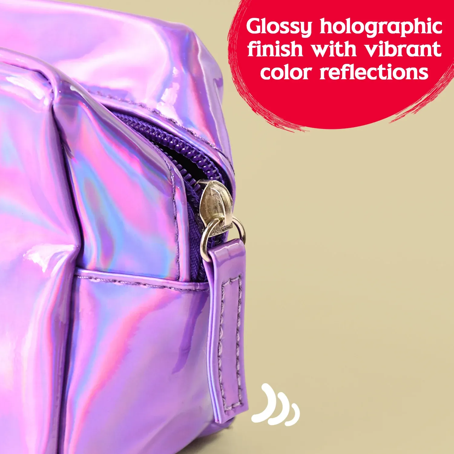 Holographic Waterproof Travel Cosmetic Pouch – Stylish & Durable - Detailed Feature View 5
