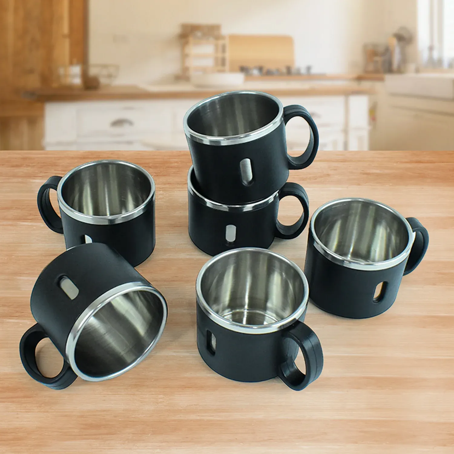 Stainless Steel Desk Mug Set – Durable 150ml Tea & Coffee Cups - Detailed Feature View 2