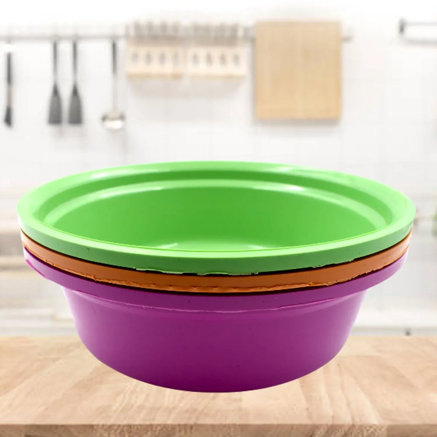 Plastic Storage Bowls Set of 3 – Multipurpose & Durable | Storenzo - Detailed Feature View 2