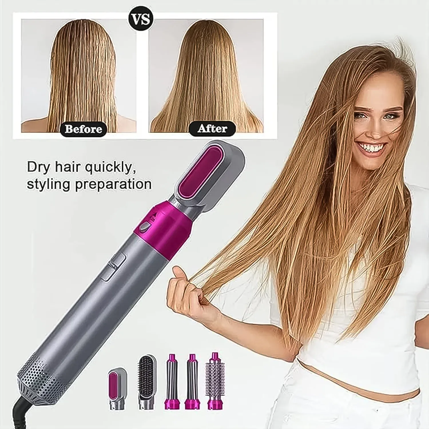 5 In 1 Hair Dryer Brush – Multifunctional Hot Air Styler with 1000W Power - Detailed Feature View 3