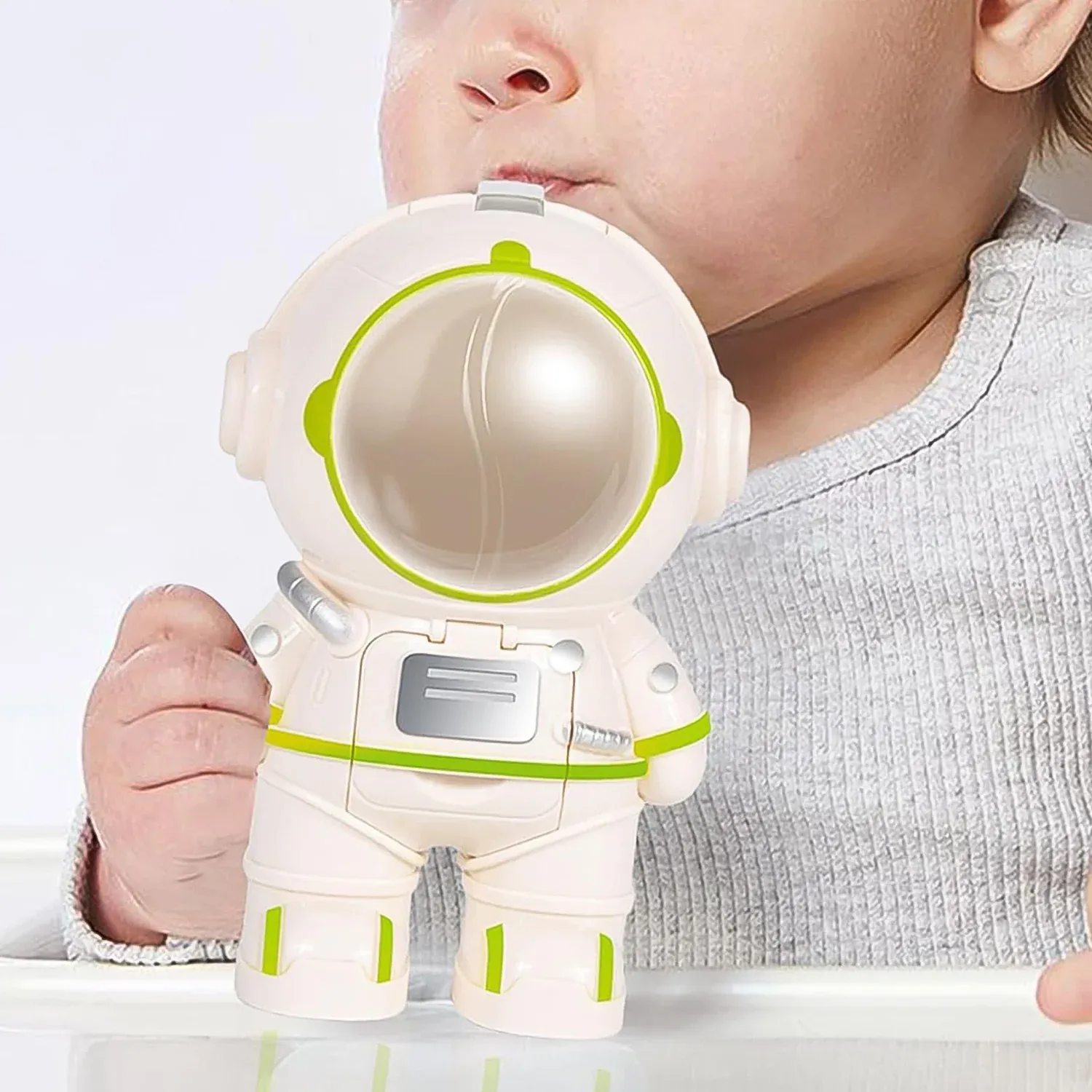 Kids Astronaut Water Bottle – Fun Sipper with Straw & Strap | MixologyPro - Detailed Feature View 4