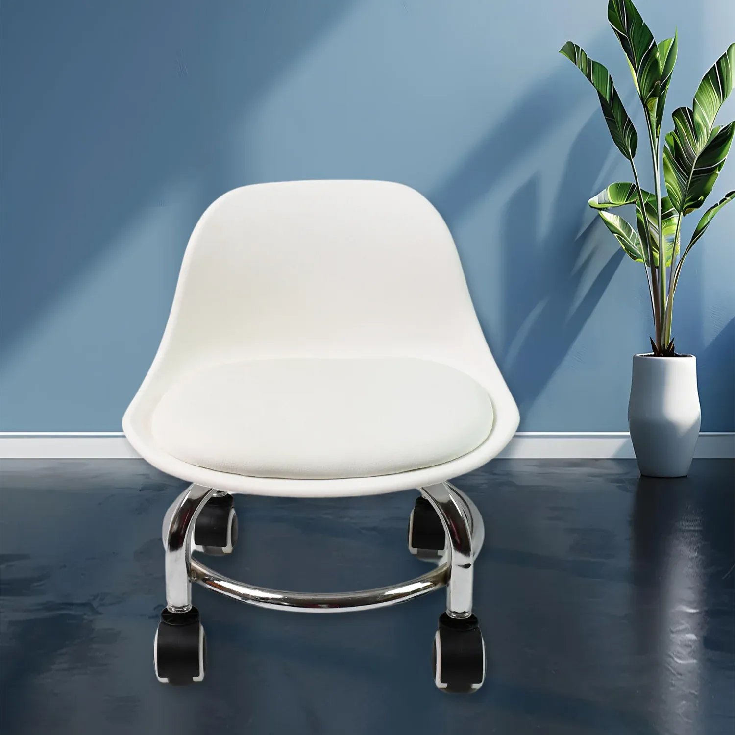Premium Rolling Stool with Wheels – Low Height & Ergonomic | Indo Glow - Buy Online at Alikart