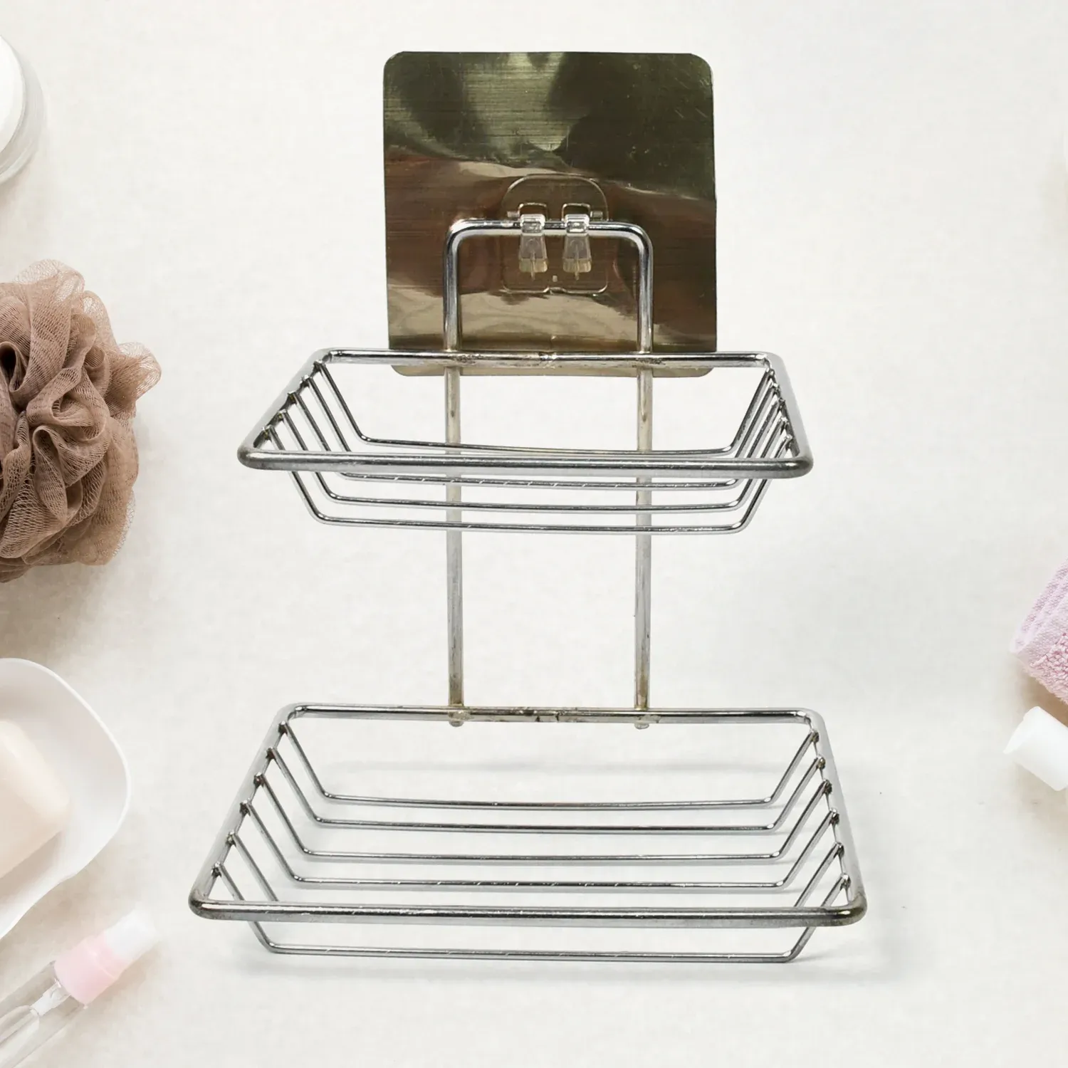 Premium Wall Mounted Soap Dish – Stainless Steel with Hooks | Velvet Organizers - Buy Online at Alikart