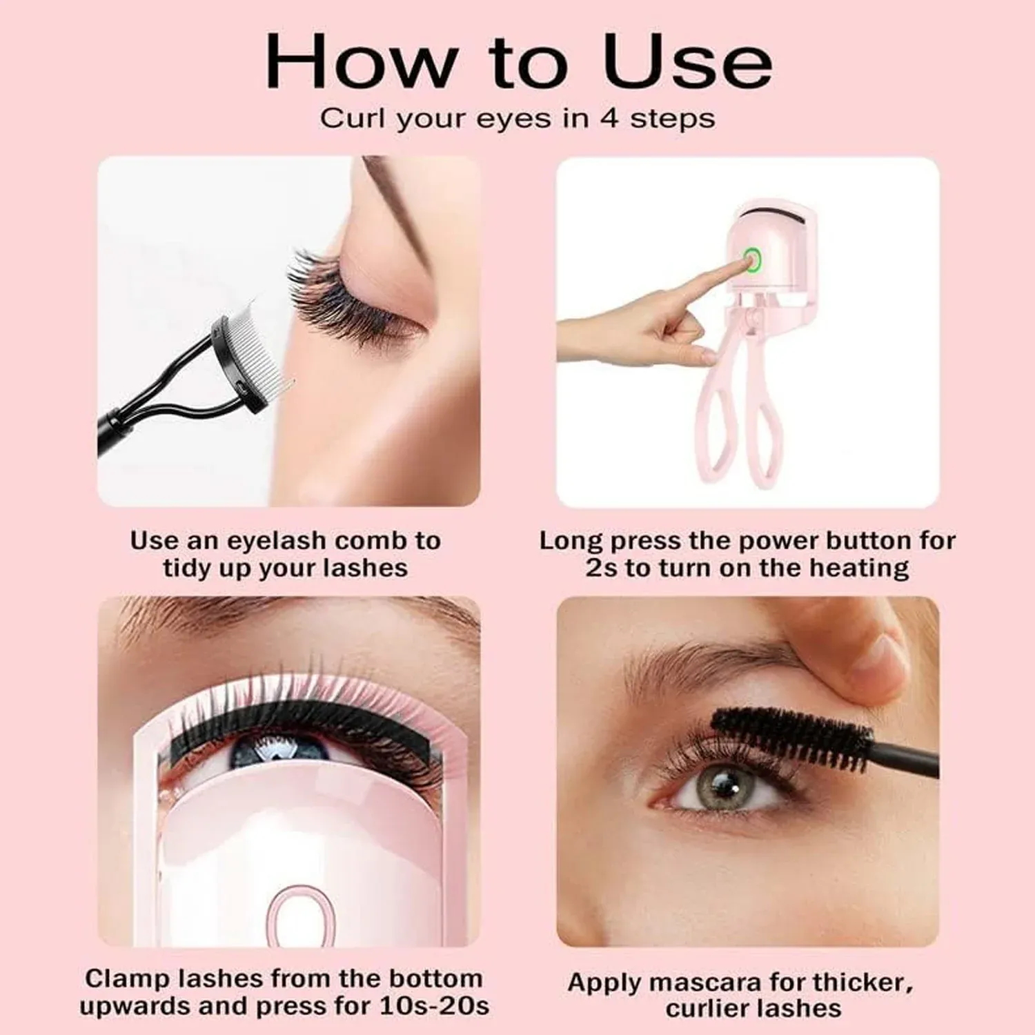 Electric Heated Eyelash Curler – USB Rechargeable | BeautyBare - Detailed Feature View 2