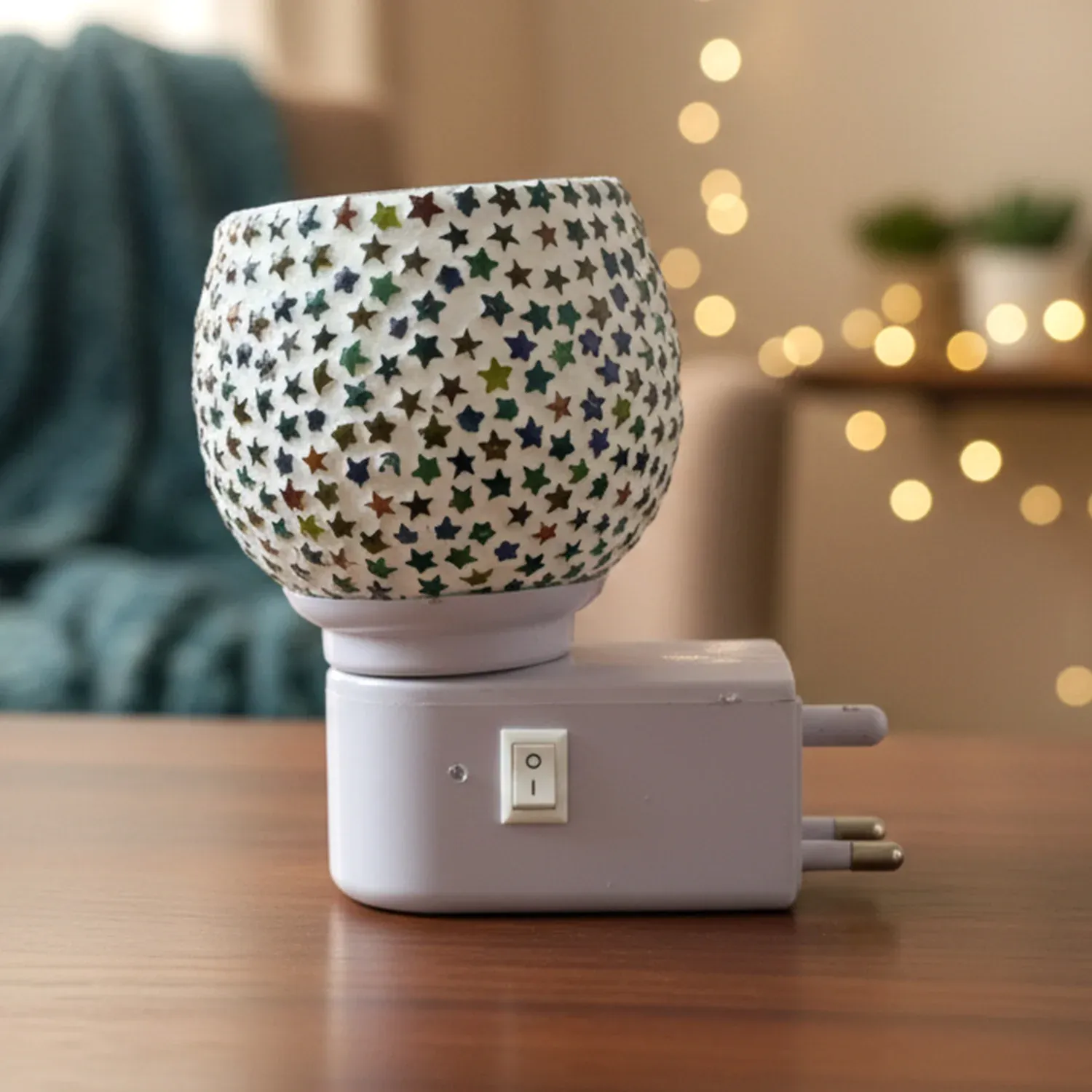 Premium Star Pattern Mosaic Night Lamp – Warm Ambient Plug-In Light - Buy Online at Alikart