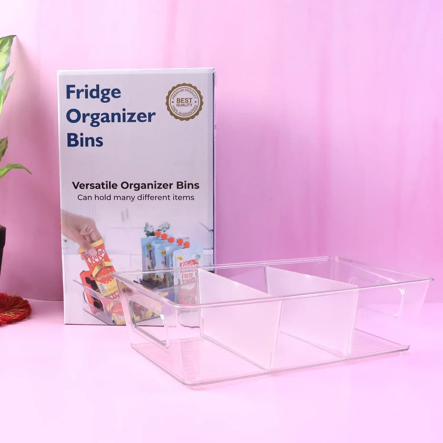 Premium Refrigerator Organizer Bin – Clear Stackable with Handle | Organivo - Buy Online at Alikart