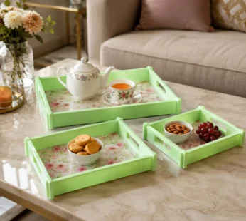 Serving Tray Set – Elegant Floral Design with Side Handles