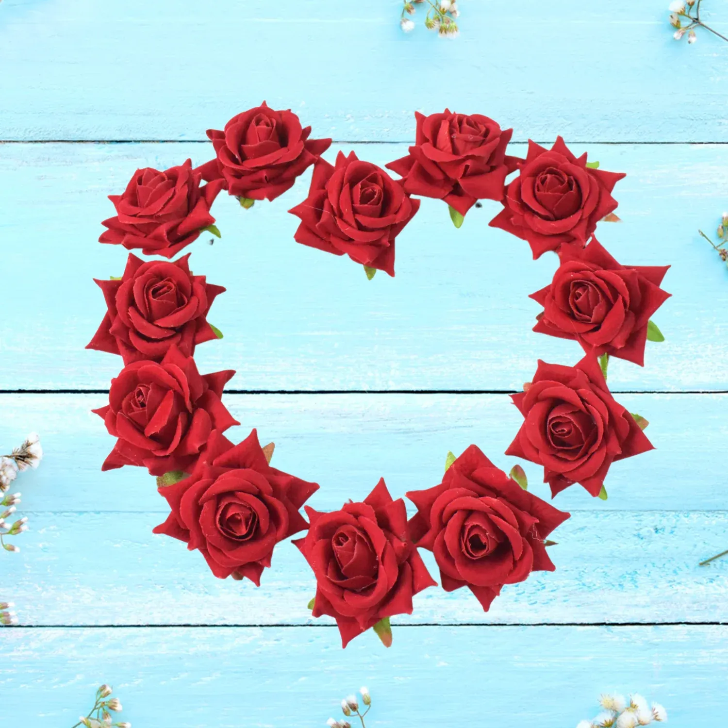 Premium Velvet Rose Hair Clip – Red Flower Design (12 Pcs) | Calm & Curl - Buy Online at Alikart