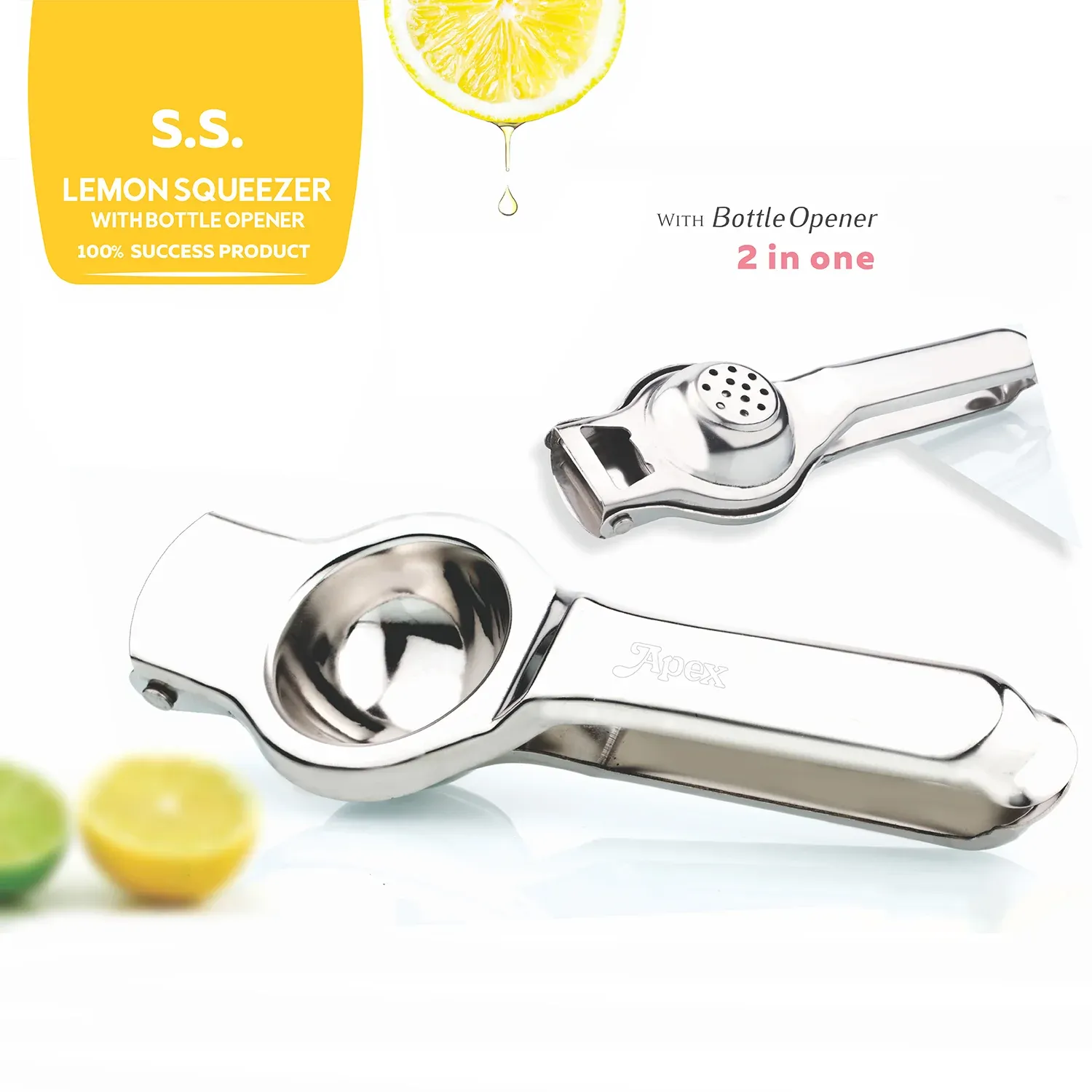 Stainless Steel Lemon Press – Heavy Duty Juicer with Ergonomic Handle - Detailed Feature View 2