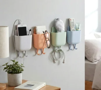 Plastic Wall Mounted Mobile Charging Holder Set – Space Saving 4 Pc