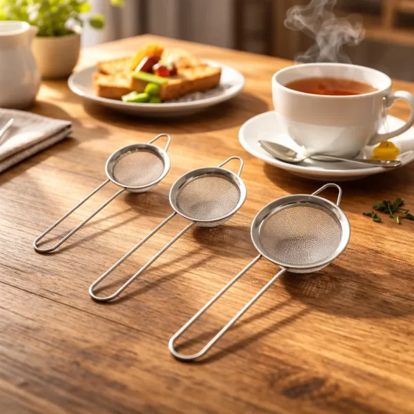 Tea Strainer – Stainless Steel 3-Piece Set with Fine Mesh