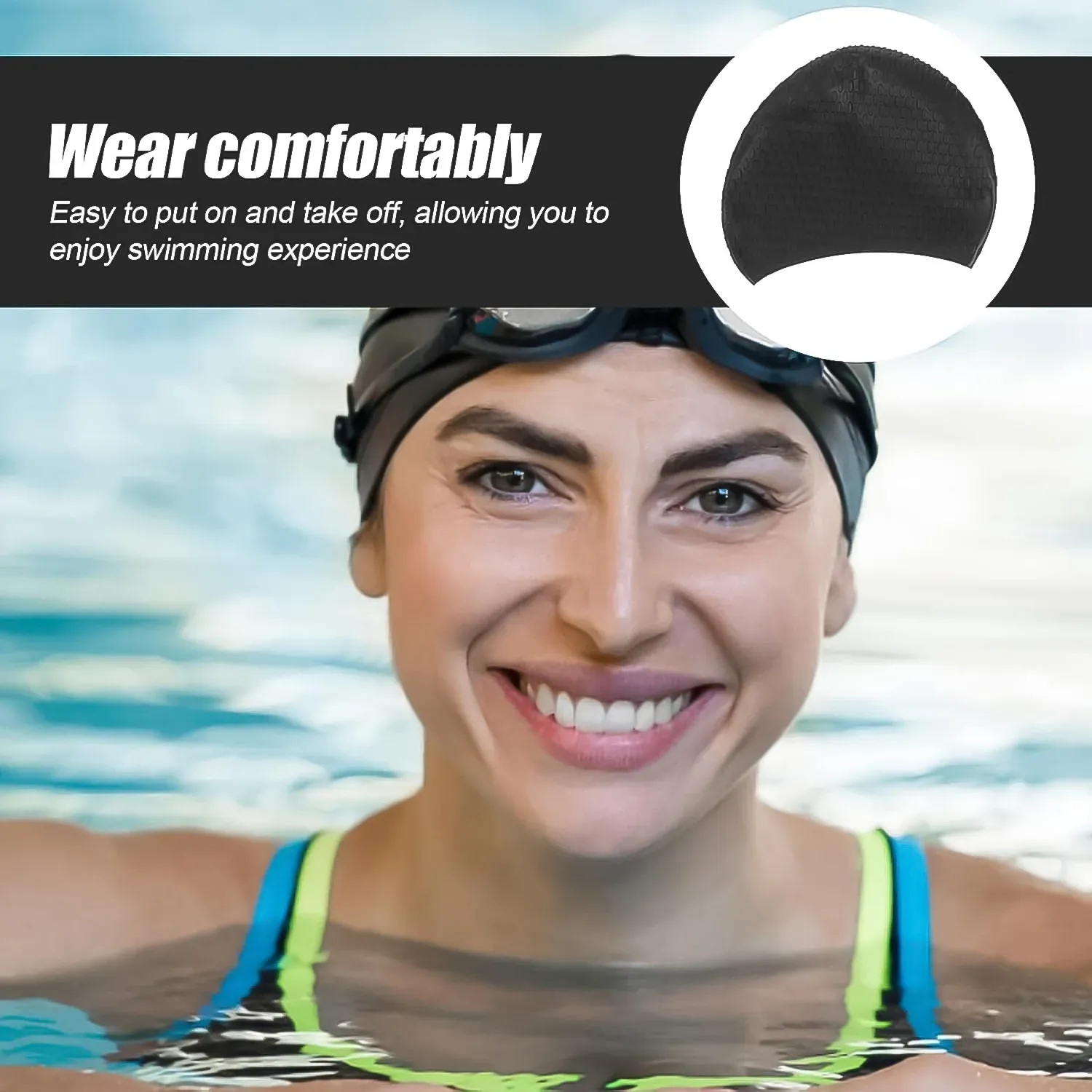 Silicone Swimming Cap – Durable, Waterproof & Comfortable Fit - Detailed Feature View 3