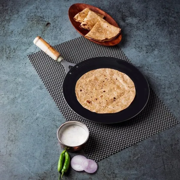 Wooden Handle Roti Tawa – Nonstick Iron Pan | Storenzo
