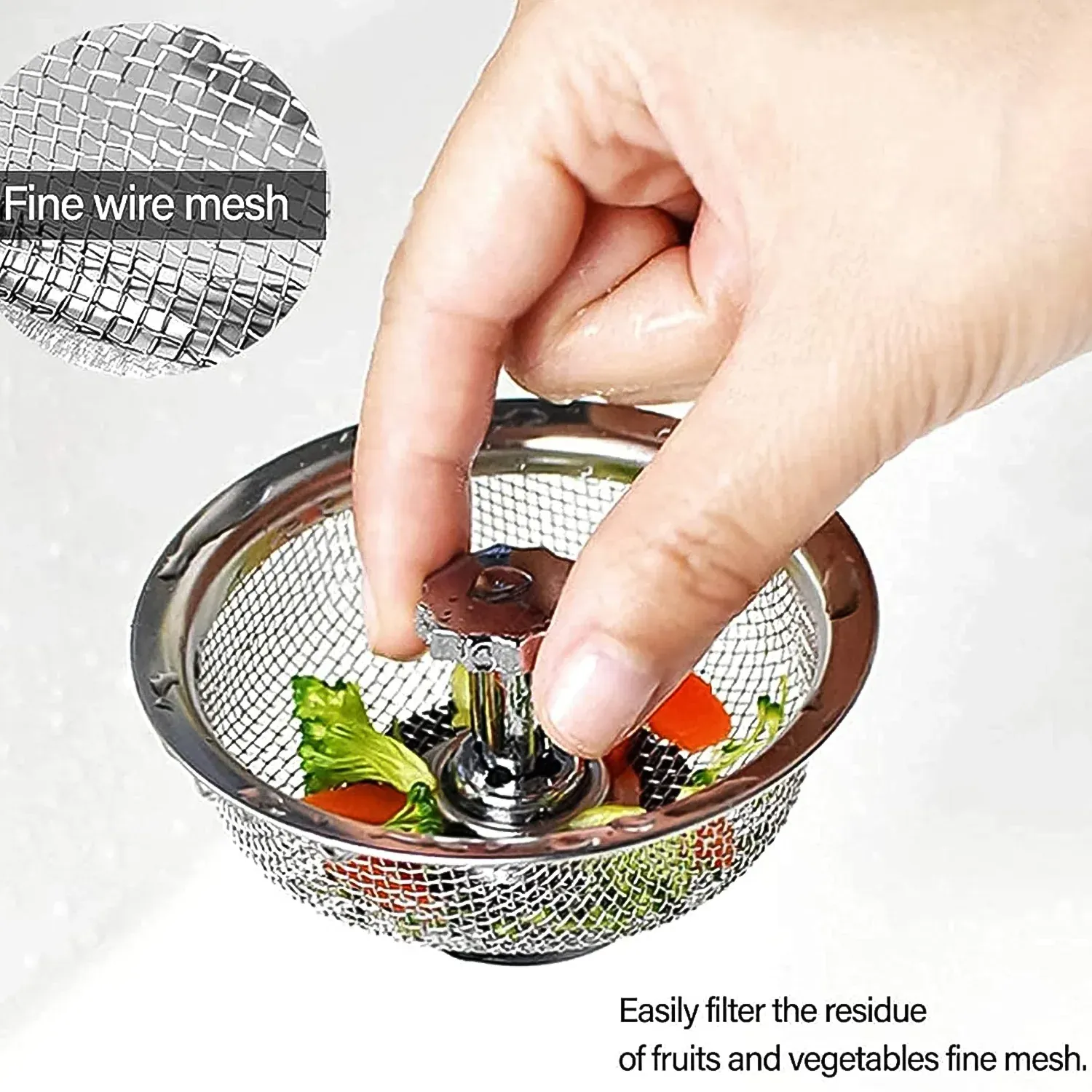 Stainless Steel Sink Strainer – Adjustable Stopper | Garth - Detailed Feature View 3
