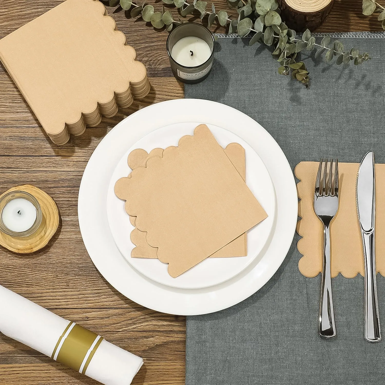 Premium Scalloped Edge Tissue Napkins – Elegant 120 Pc 2-Ply Set - Buy Online at Alikart
