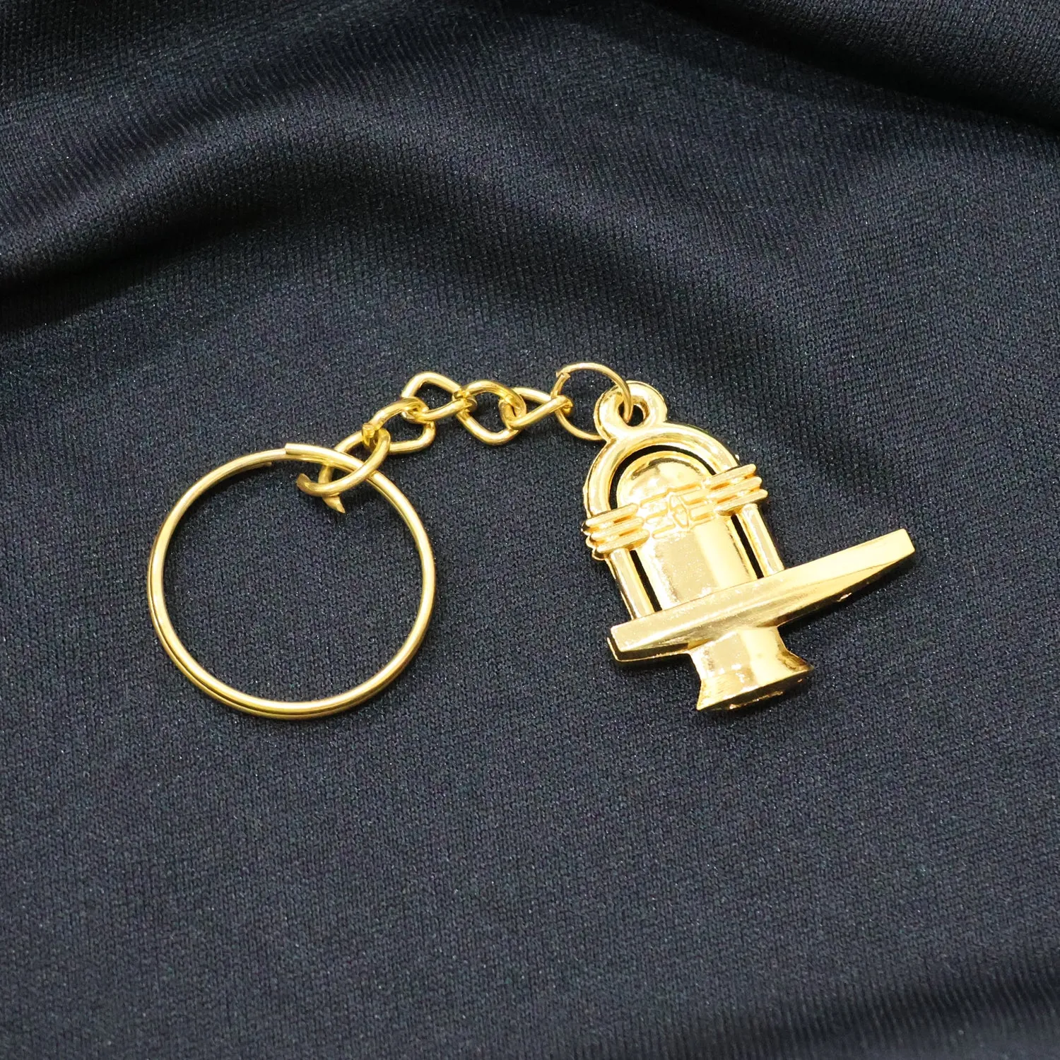 Shivling Keychain – Durable Golden Metal Devotional Accessory - Detailed Feature View 2