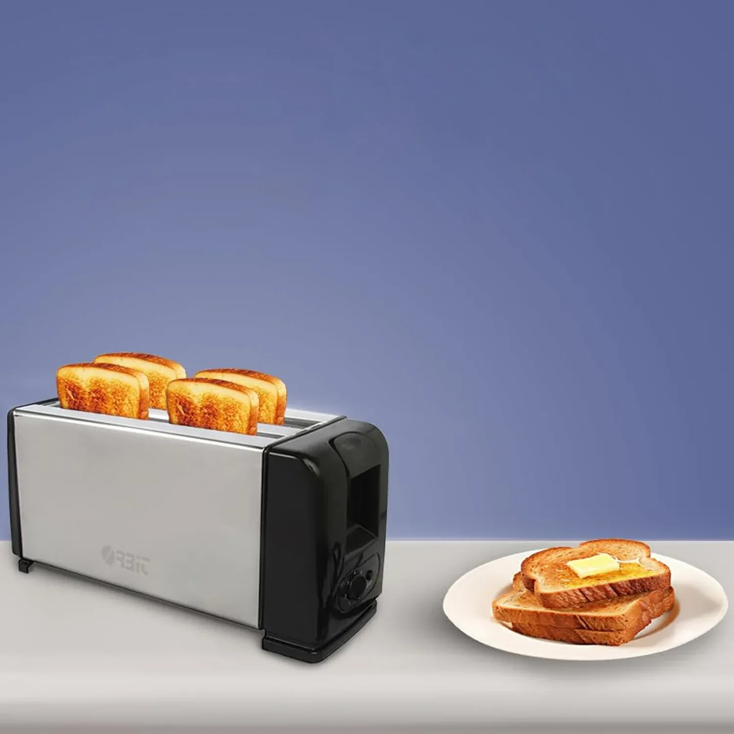 Pop-Up Toaster 1200W – 4-Slice Adjustable Browning Stainless Steel - Detailed Feature View 1