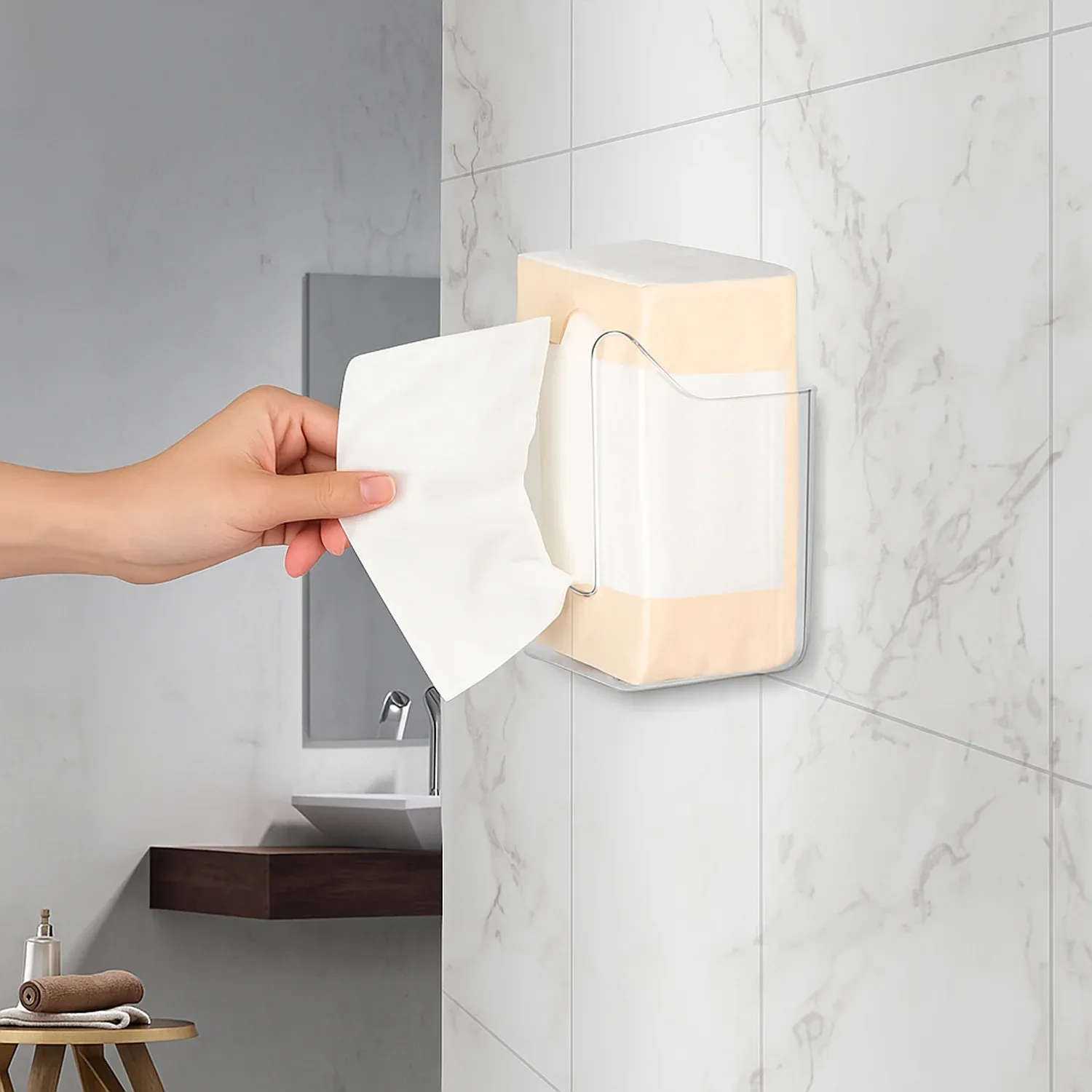 Premium Tissue Dispenser Holder – Self-Adhesive Wall-Mounted Design - Buy Online at Alikart