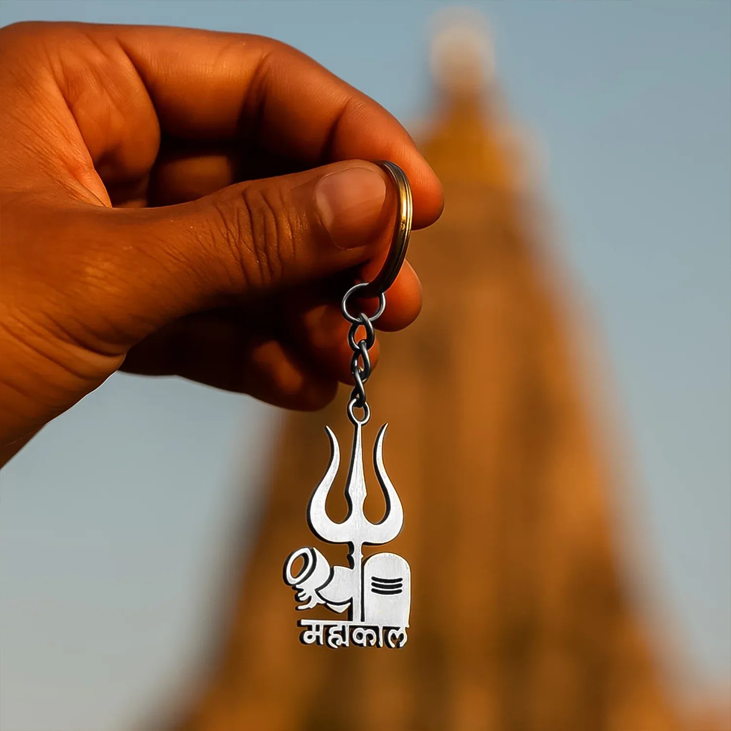 Mahakal Trishul Keychain – Durable Metal Spiritual Keyring for Devotees - Detailed Feature View 5