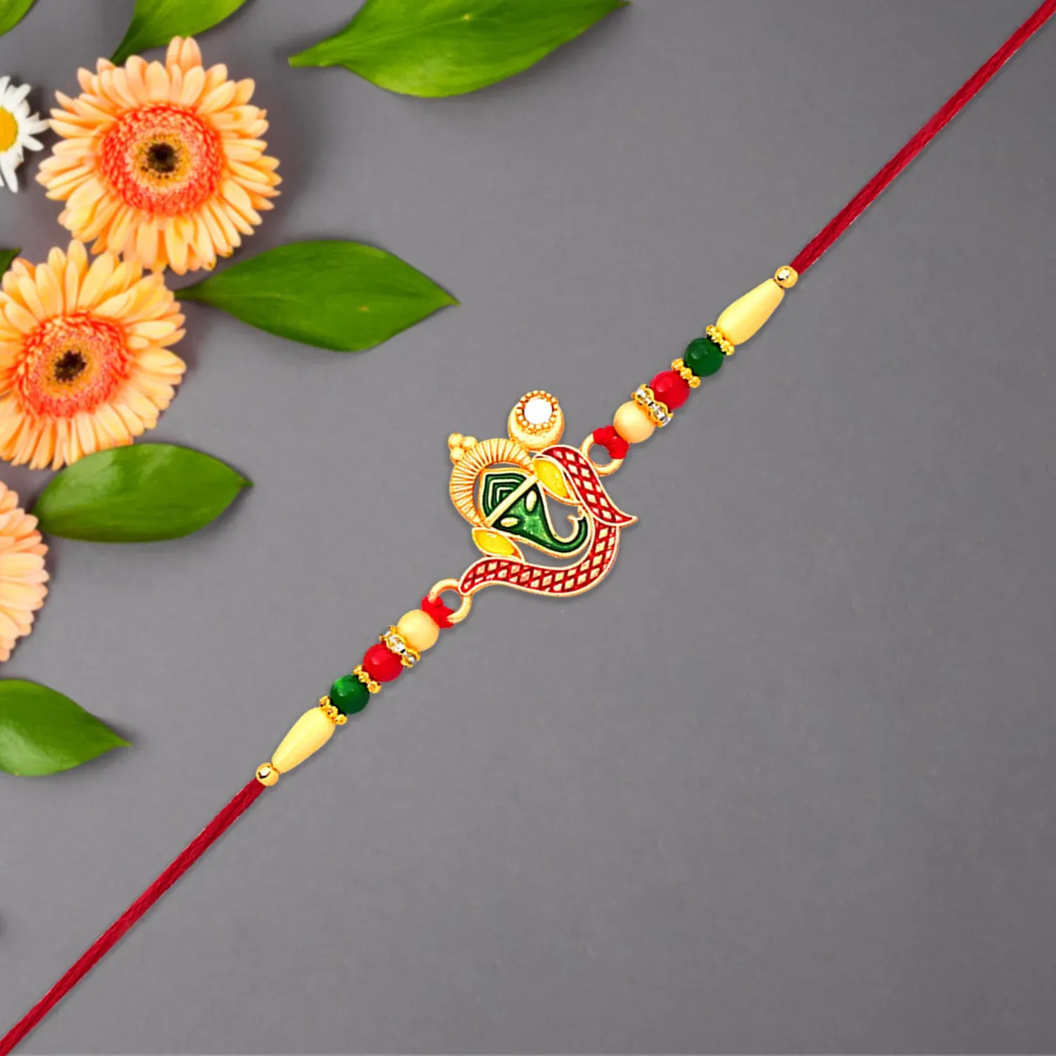 Ganpati Rakhi, Handcrafted traditional thread for Rakshabandhan - Detailed Feature View 4