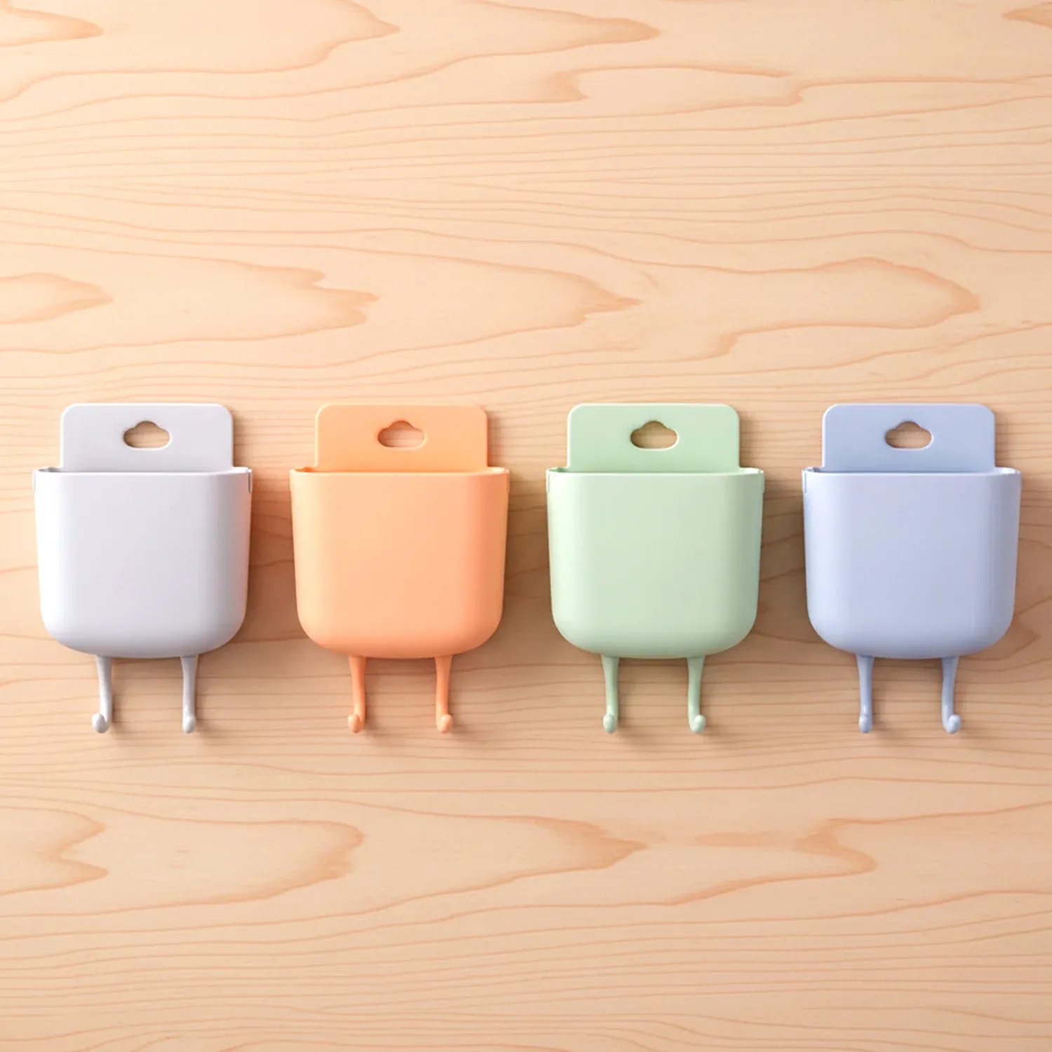 Plastic Wall Mounted Mobile Charging Holder Set – Space Saving 4 Pc - Detailed Feature View 4